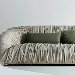 Divano Drap� in Pelle Grigia
