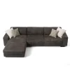 Divano Glam con chaise longue pelle marrone