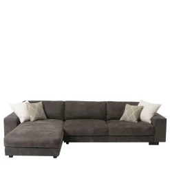 Divano Glam con chaise longue pelle marrone
