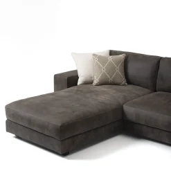 Divano Glam con chaise longue pelle marrone