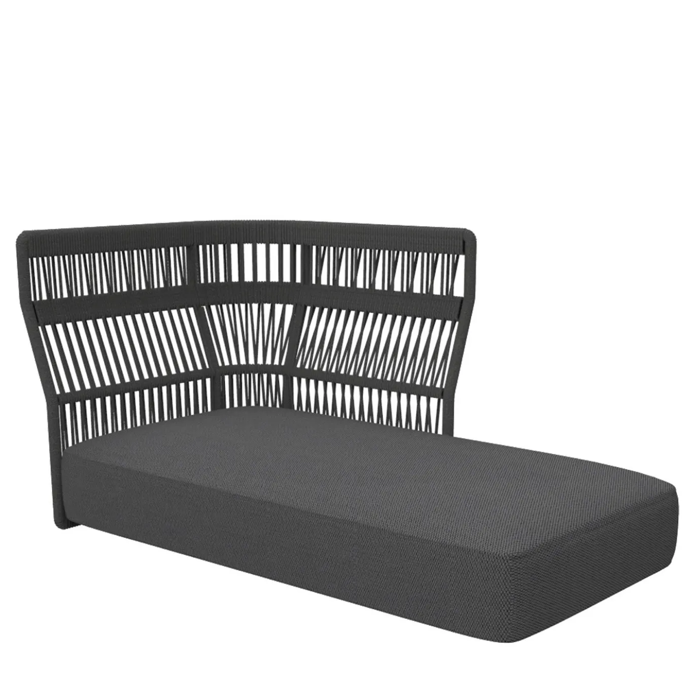 Divano lounge sinistro con schienale in corda Grigio scuro