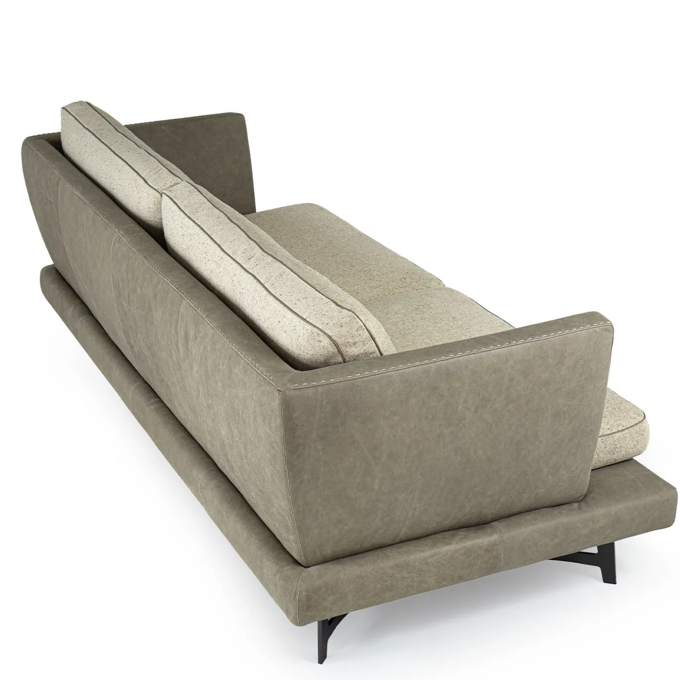 Divano Martin grigio con base in metallo