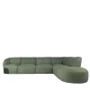 Divano modulare in pelle verde Belt con dettaglio in metallo