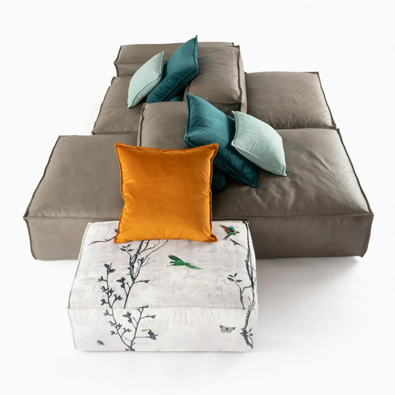 Divano Modulare Mood in Pelle Marrone