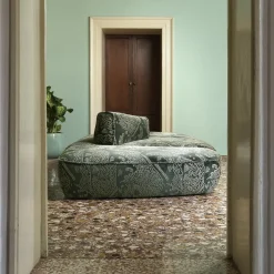 Divano modulare Pavé in tessuto verde