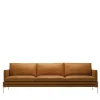 Divano Monoblocco William Grande in Pelle Naturale Gold con 3 Cuscini di Damian Williamson