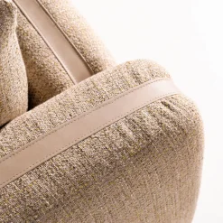 Divano Paloma in Tessuto Beige con Chaise Longue e Lato Libero