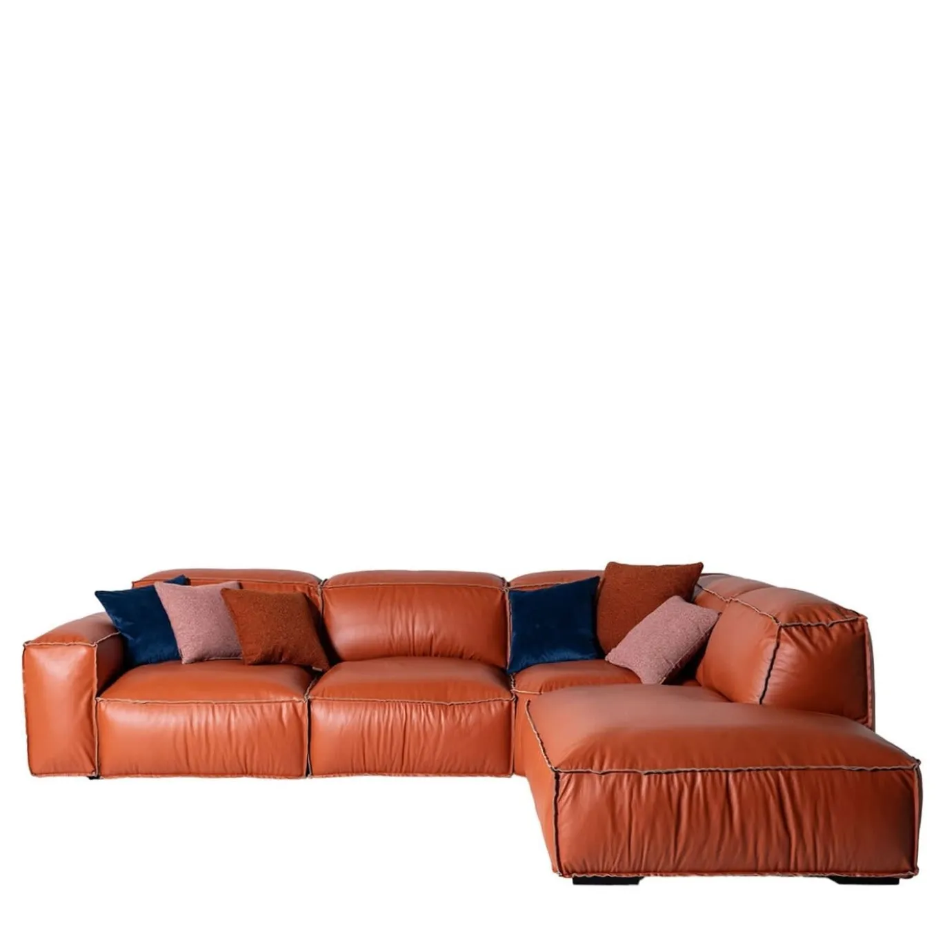 Divano Placido angolare pelle arancione
