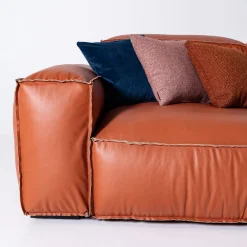 Divano Placido angolare pelle arancione