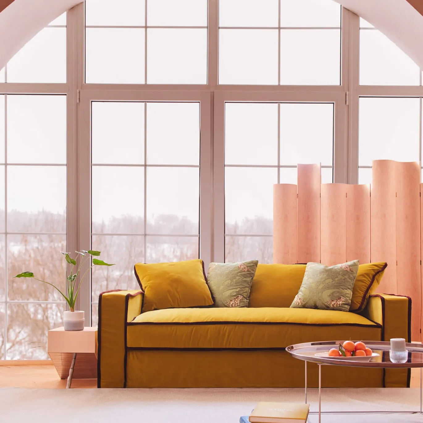 Divano Rafaella in velluto oro e bordeaux