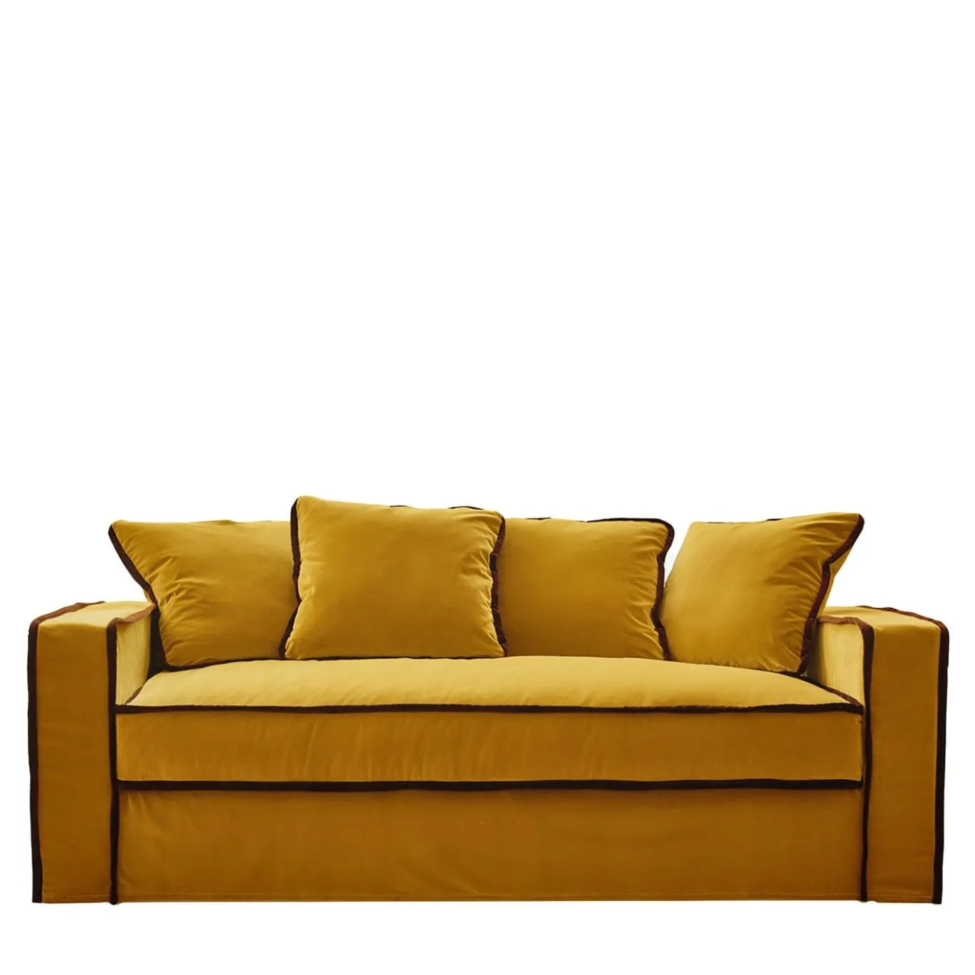 Divano Rafaella in velluto oro e bordeaux