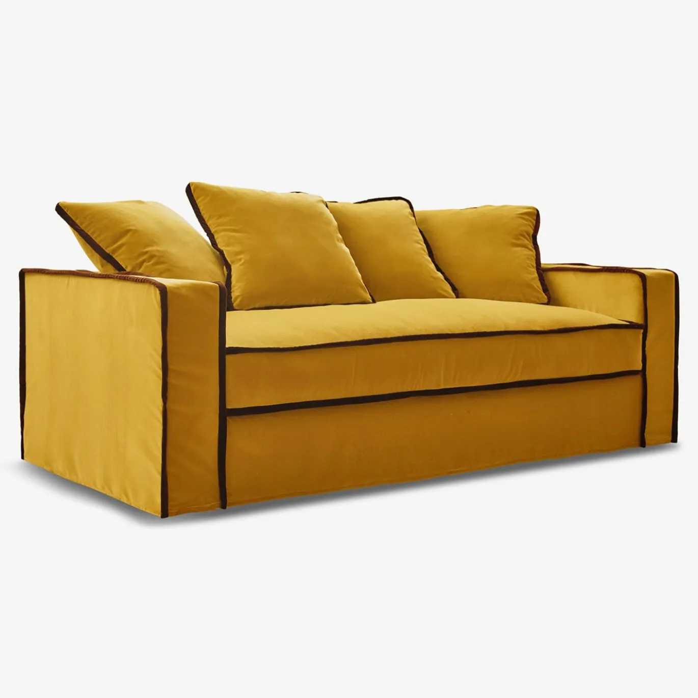 Divano Rafaella in velluto oro e bordeaux