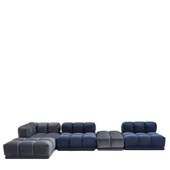 Divano Sacai a 5 moduli grigio e blu