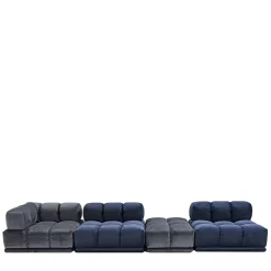 Divano Sacai a 4 moduli grigio e blu