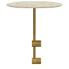 Divano sinistro Mythos in tessuto bouclé beige con tavolino laterale in marmo