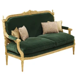 Divano verde e oro in stile Lous XVI