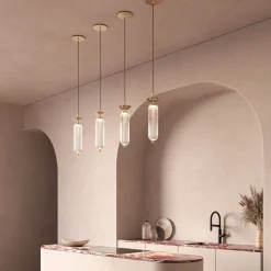 Dom Lampada a sospensione in ottone oro e vetro