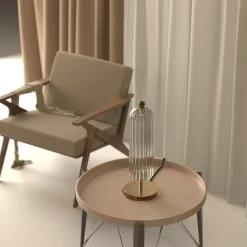Dom Lampada da tavolo in ottone oro e vetro