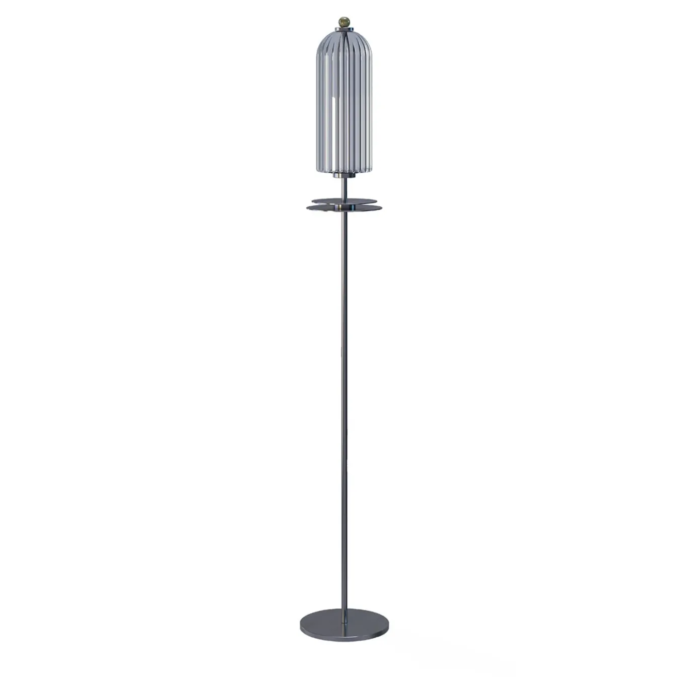 Dom Lampada da terra in ottone grigio e vetro