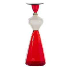 Donna Campigliesca Vaso antropomorfo in vetro rosso di Gio Ponti