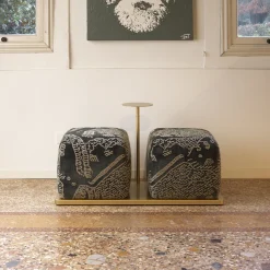 Doppio Pouf verde Bon Bon con tavolino da caffè