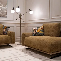 Dormeuse Boboli giallo ocra con base in pelle marrone chiaro