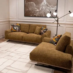 Dormeuse Boboli giallo ocra con base in pelle marrone chiaro