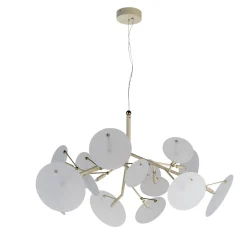 DP Lampadario in quarzo lucido e vetro bianco