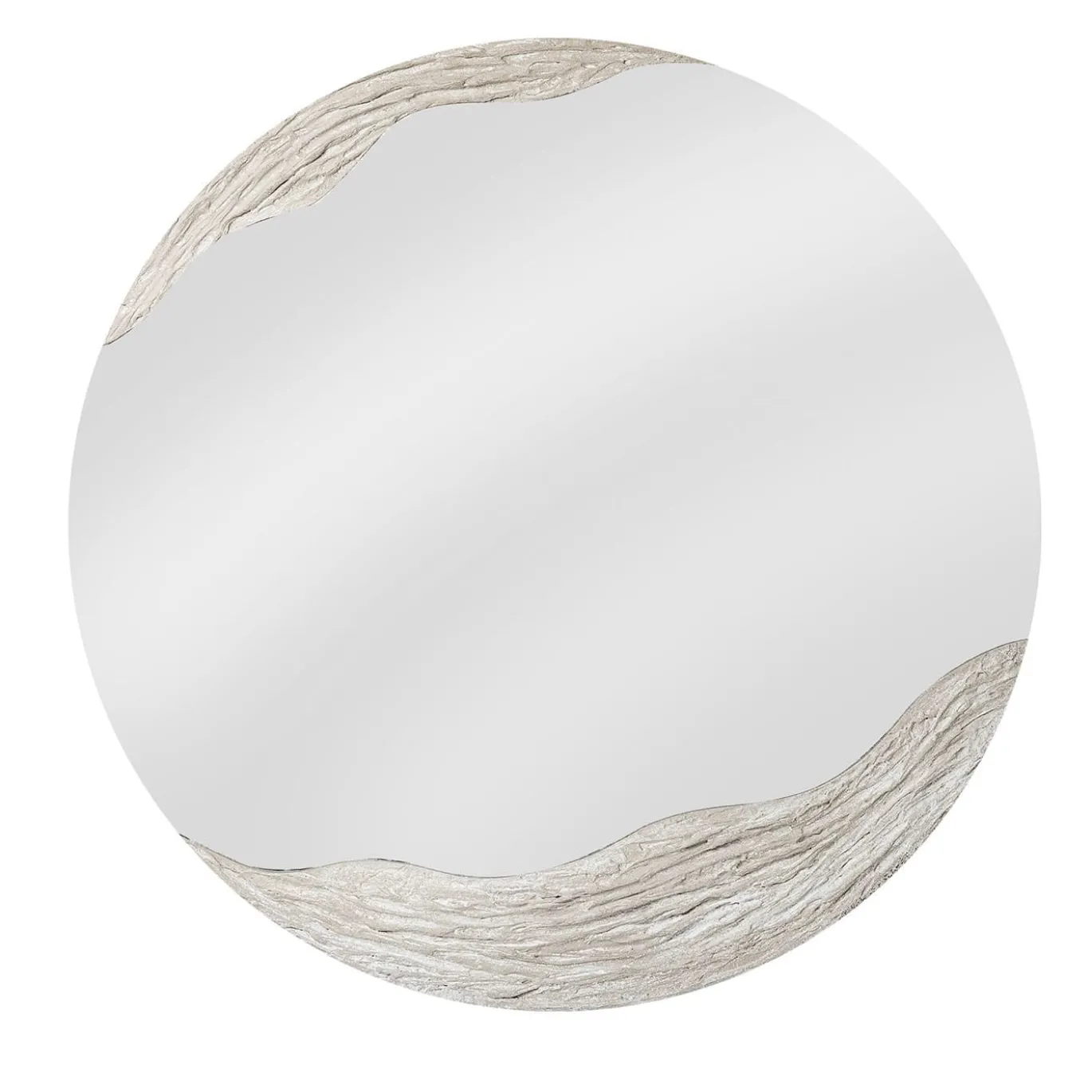 Dune Specchio Tondo Decorato Con Resina Materica Color Beige
