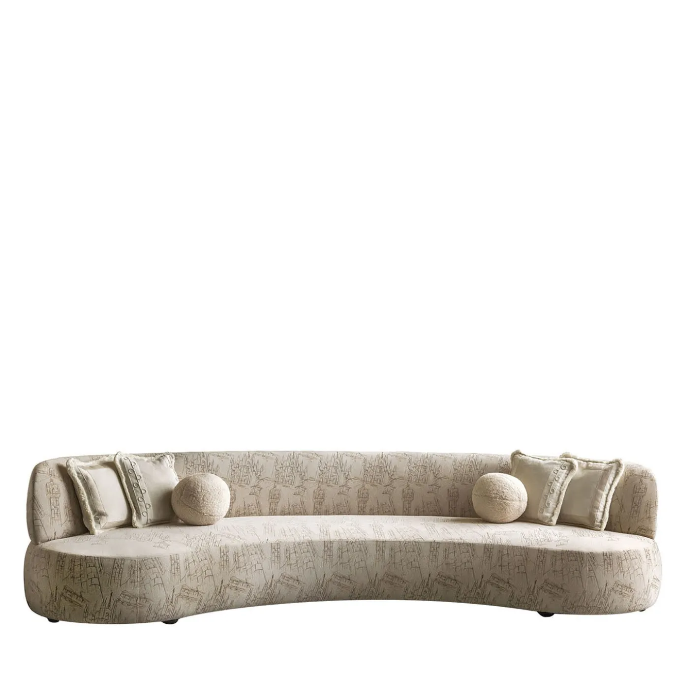 Duse Cityscape - Divano in tessuto beige ricamato