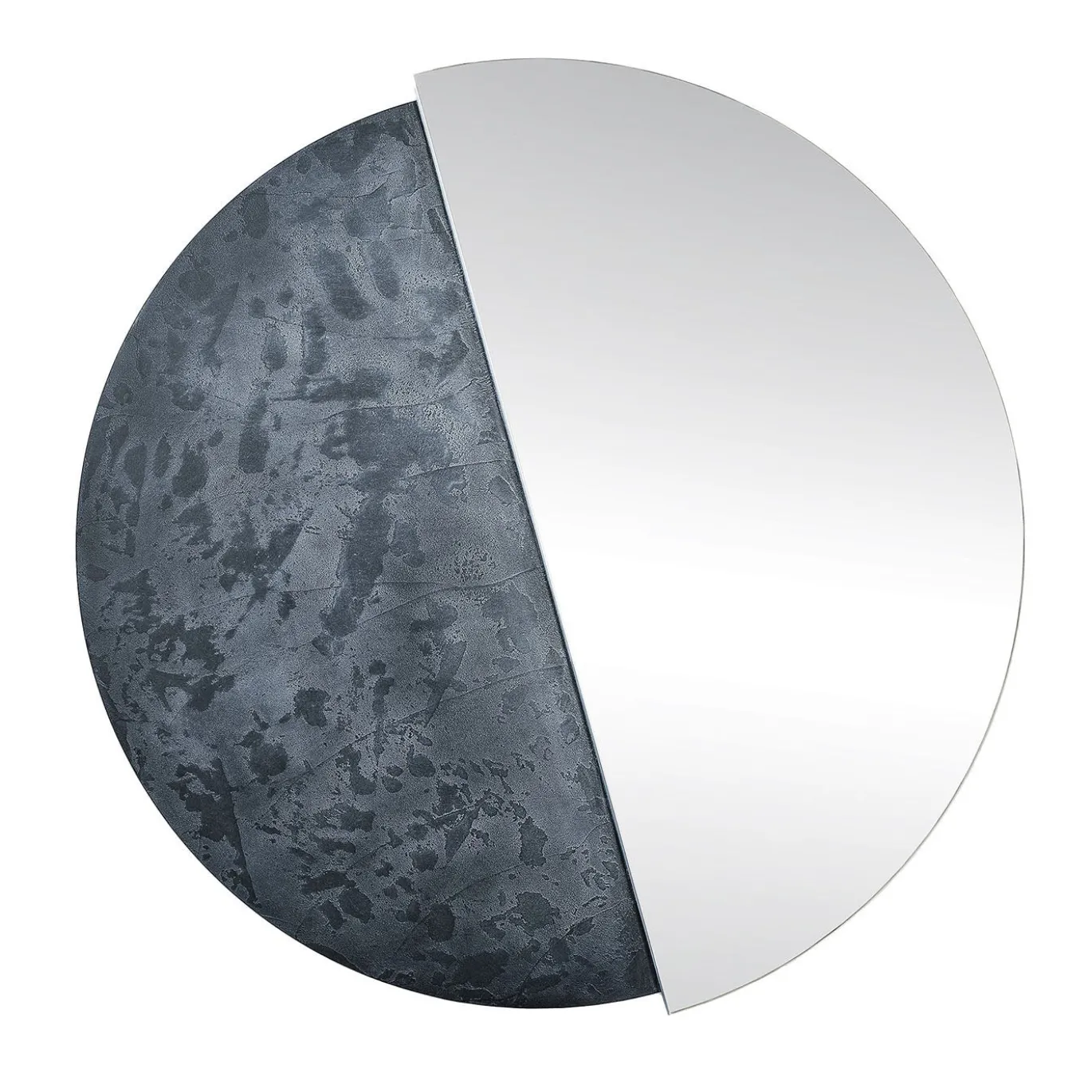 Eclisse specchio Grande rotondo decorato con resina spatolata argento