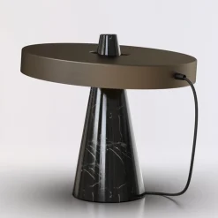 ED039 Lampada da tavolo in pietra nera e bronzo