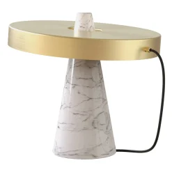 ED039 Lampada da tavolo in pietra bianca e ottone