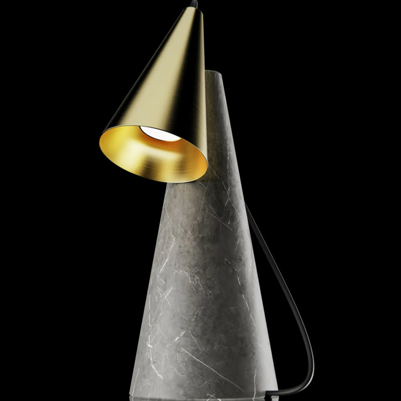 ED038 Lampada da tavolo in pietra grigia e ottone