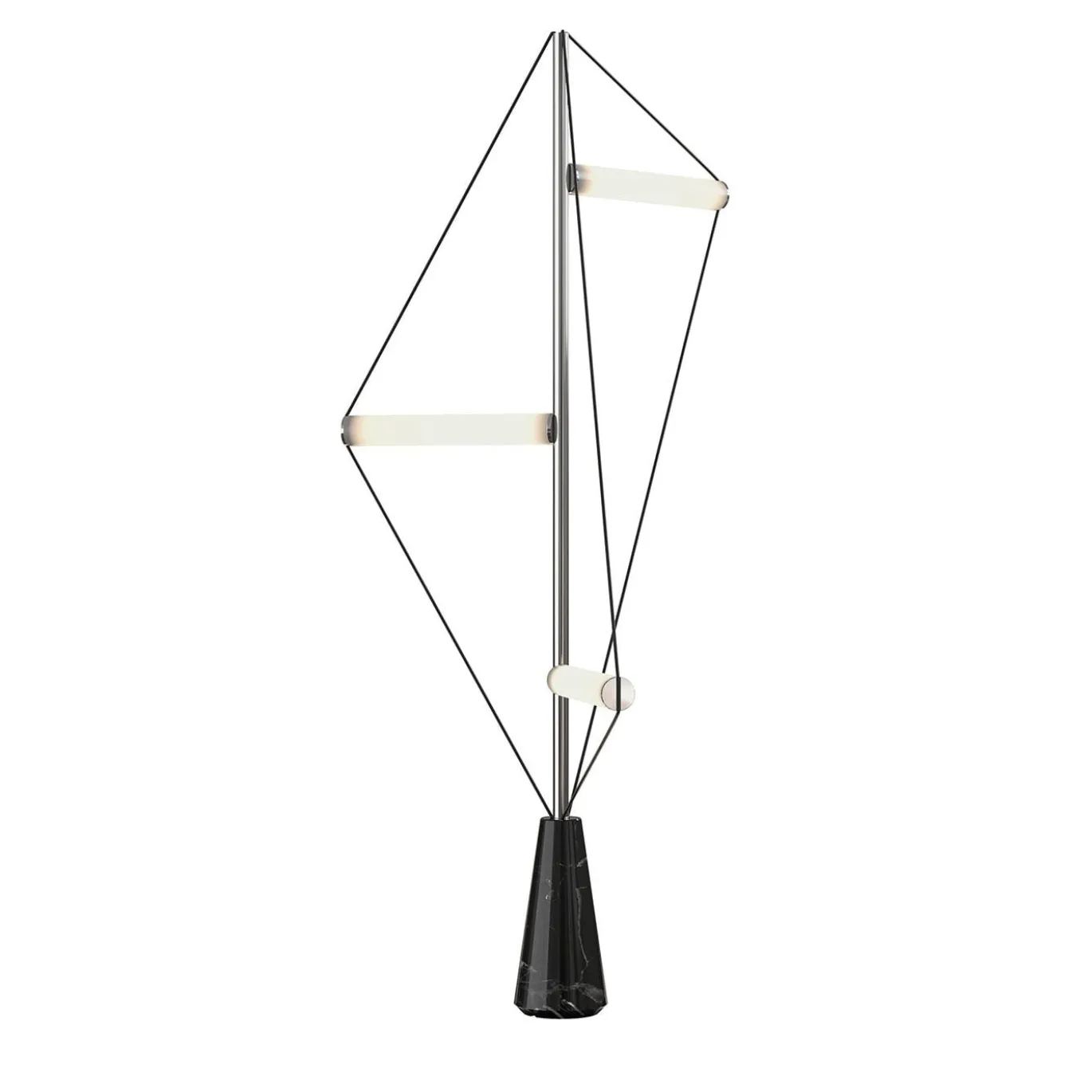 Ed047 Lampada da terra cromata con base nera