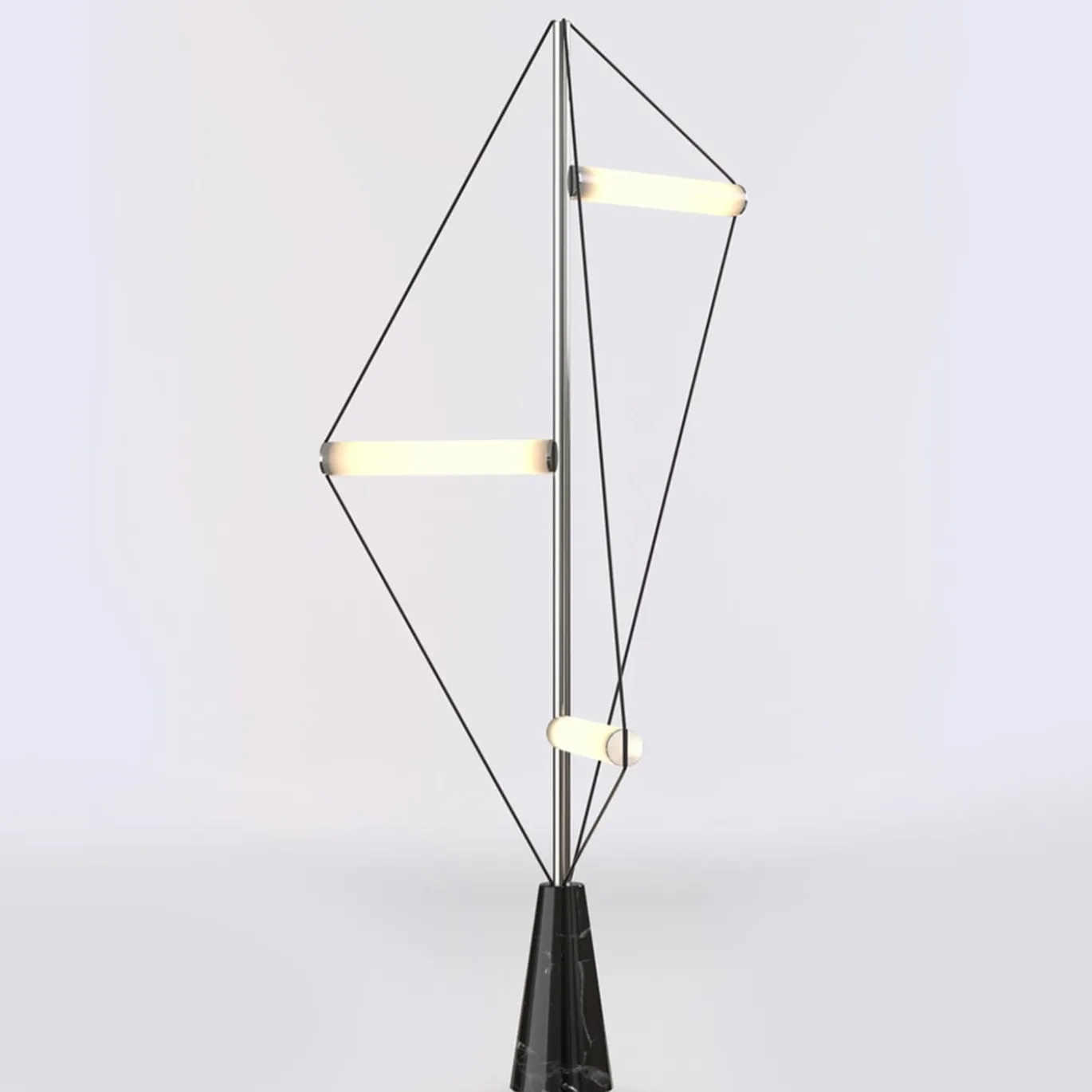 Ed047 Lampada da terra cromata con base nera