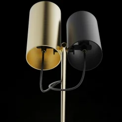 ED027 Lampada da terra in pietra bianca e ottone