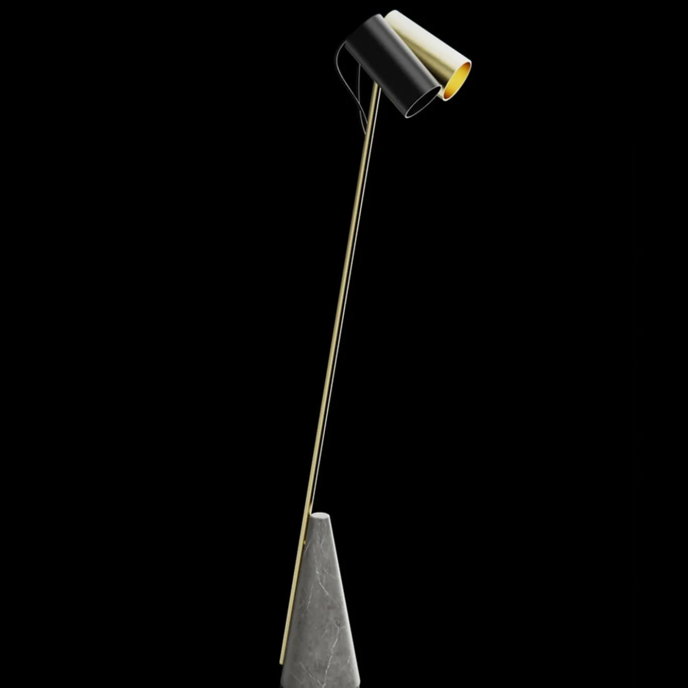 ED027 Lampada da terra in pietra grigia e ottone