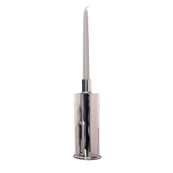 Elegante portacandele alto in argento placcato
