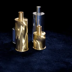 Elegante Portacandele Alto in Ottone Spazzolato