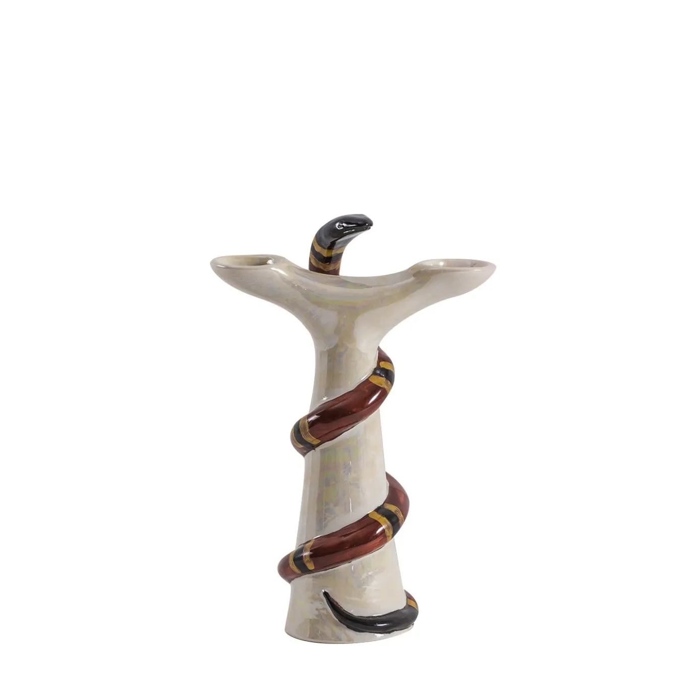 Esotica Collection Portacandele In Porcellana Con Serpente