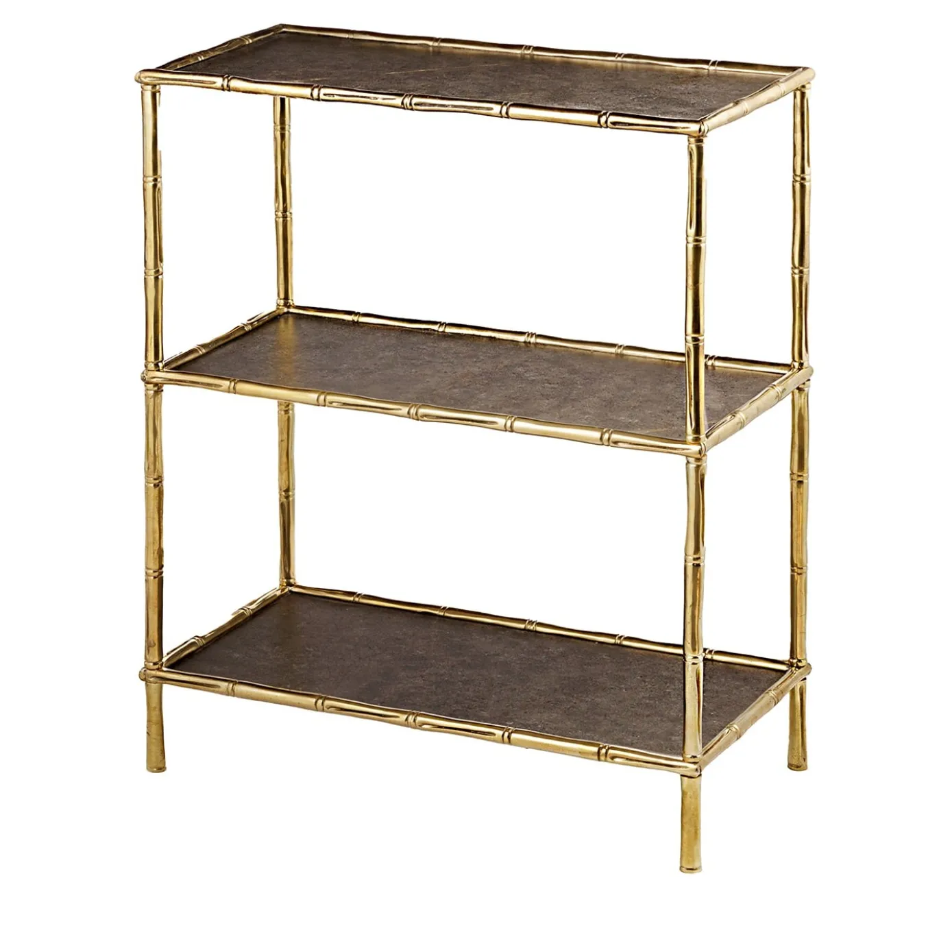 Etagere Bamboo a Tre Ripiani in Ottone Naturale