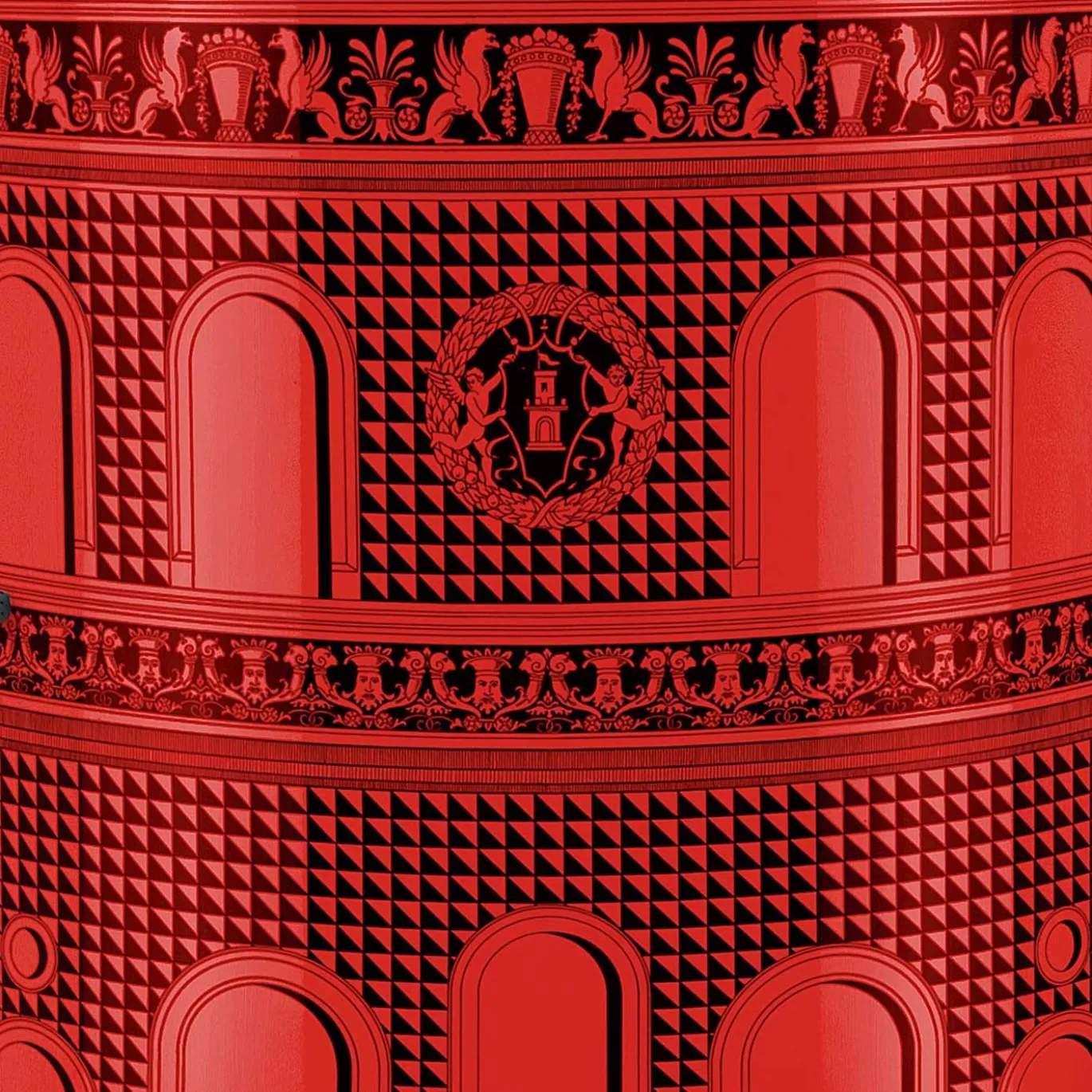 Facciata Quattrocentesca Armadietto curvo rosso