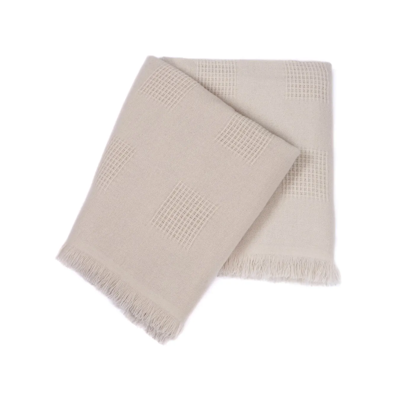 Farnese Polvere chiara 100% Cashmere Singolo Plaid con frange corte