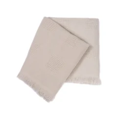 Farnese Polvere chiara 100% Cashmere Singolo Plaid con frange corte
