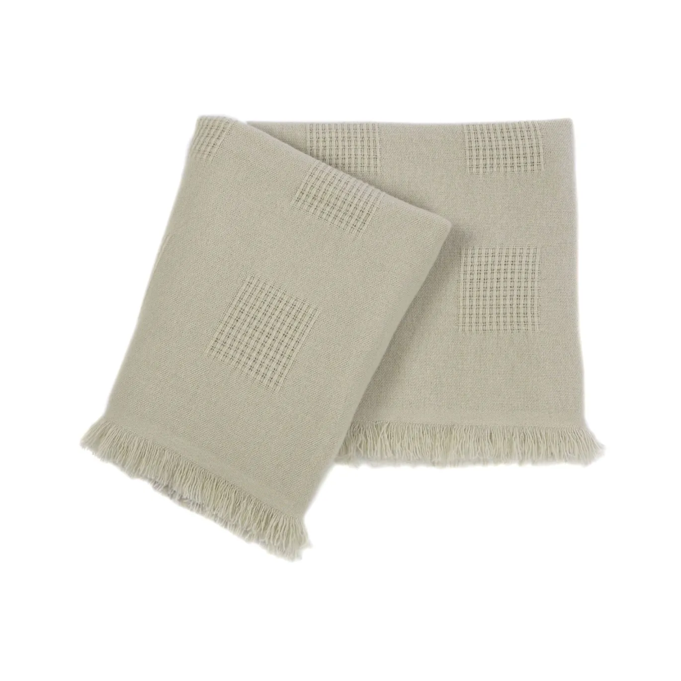 Farnese Salvia chiara 100% Cashmere Singolo Plaid con frange corte