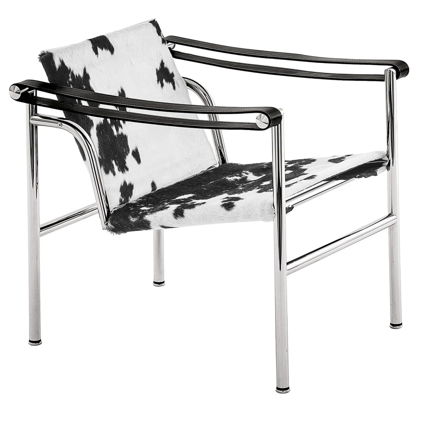 1 Fauteuil à Dossier Basculant di Le Corbusier; Pierre Jeanneret; Charlotte Perriand - Pelle di capelli nera