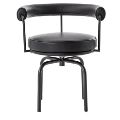 7 Fauteuil Tournant #1, di Charlotte Perriand/Collezione Lc - Struttura e pelle nera Cassina