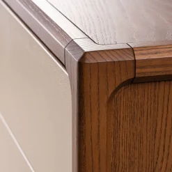 1201/F Comò a 3 cassetti rivestito in pelle beige di Libero Rutilo