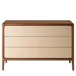 1201/F Comò a 3 cassetti rivestito in pelle beige di Libero Rutilo